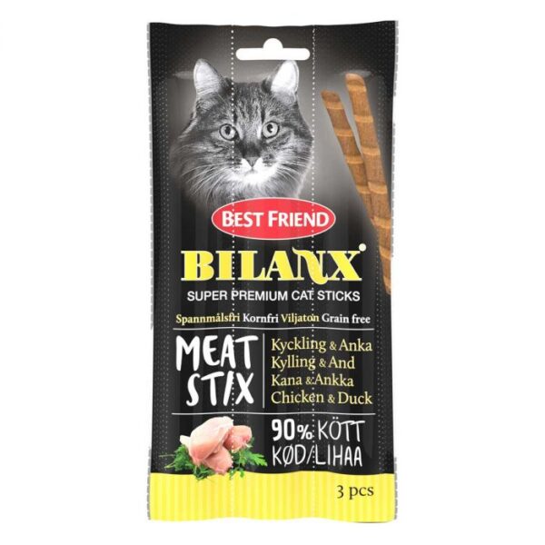 Bilanx Makutikku kana Bilanx Stix -kanatikut ovat viljattomia, pehmeitä ja runsaasti lihaa sisältäviä herkkuja kissallesi.